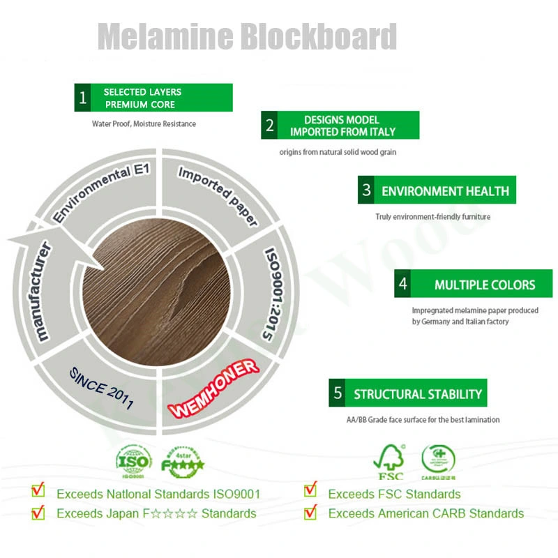 2021 Hot Sale Low Price 18mm Paint-Free Ecological Board for Cabinet Melamine Faced Blockboard